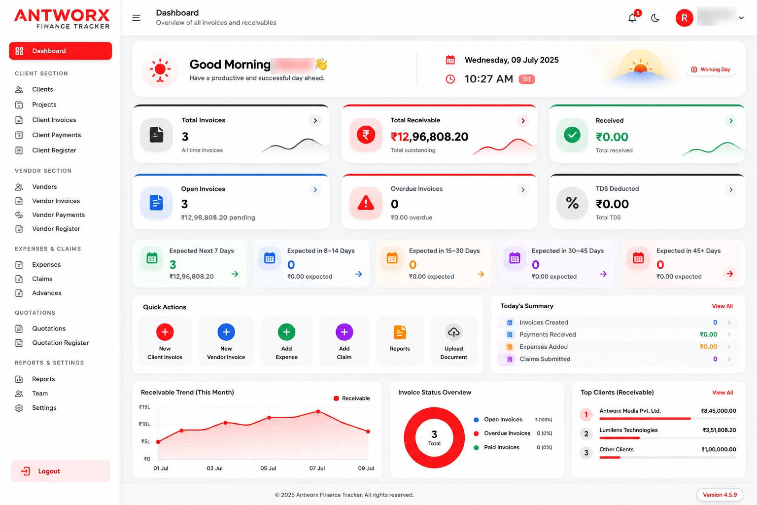 Privacy-safe finance web application preview